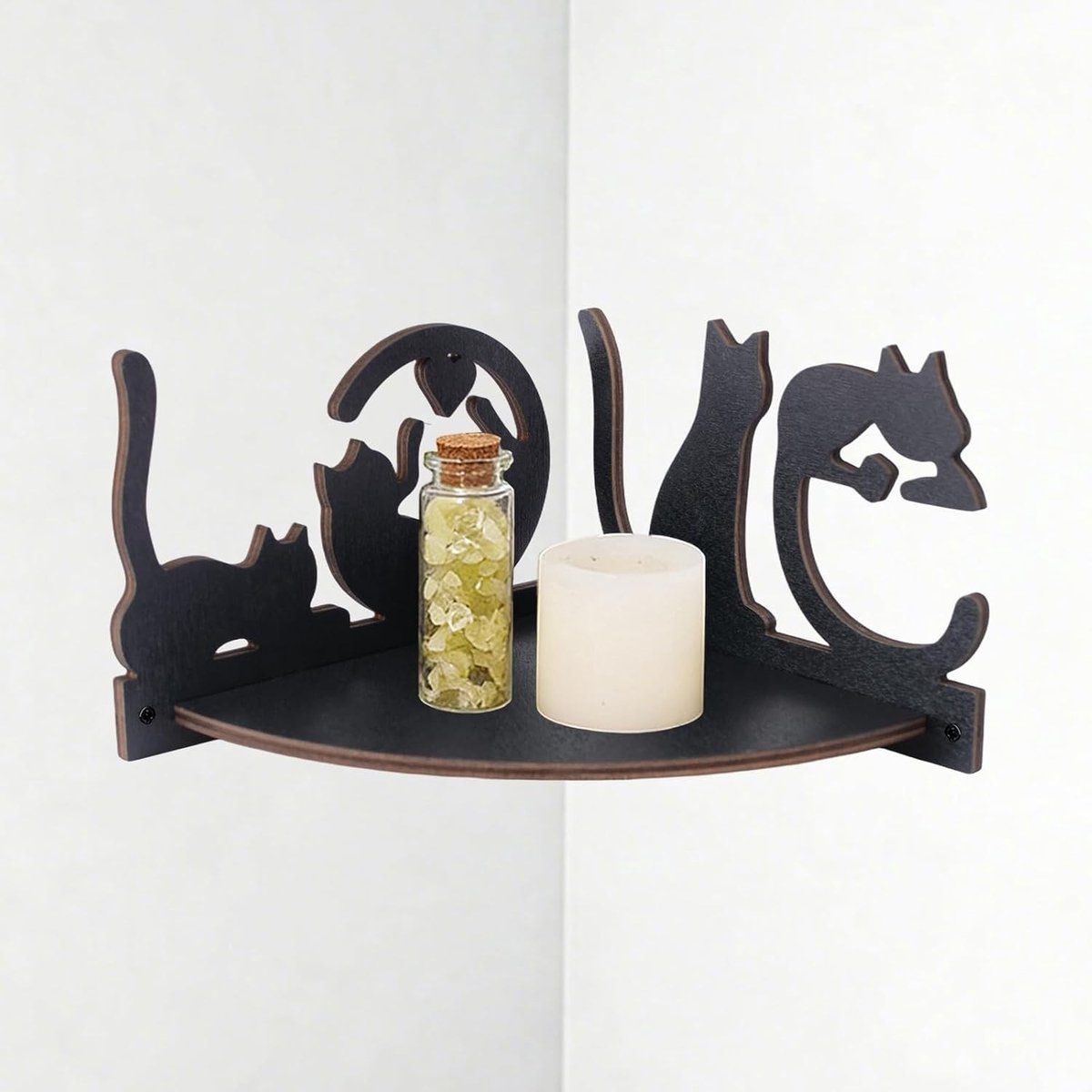 Liefdevolle Kat Thema Hoek Wandplank, Schattige Muur Gemonteerde Opbergplank voor Woonkamer, Slaapkamer en Kinderkamer, Perfect voor Kleine Speelgoed en Planten