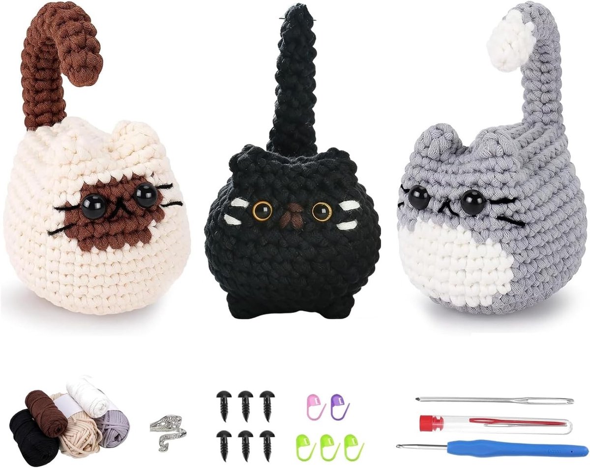 Complete Haakset voor Beginners met Haaknaalden en Accessoires voor het Maken van Schattige Dieren en Creatieve Projecten