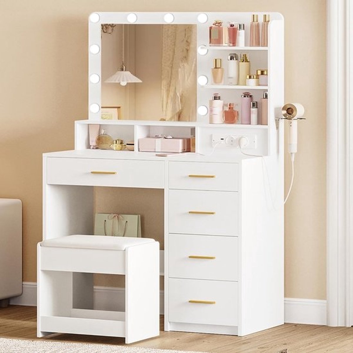 Kaptafel met Spiegel en Verlichting - Make-up Tafel - Make-up tafel - Elegant