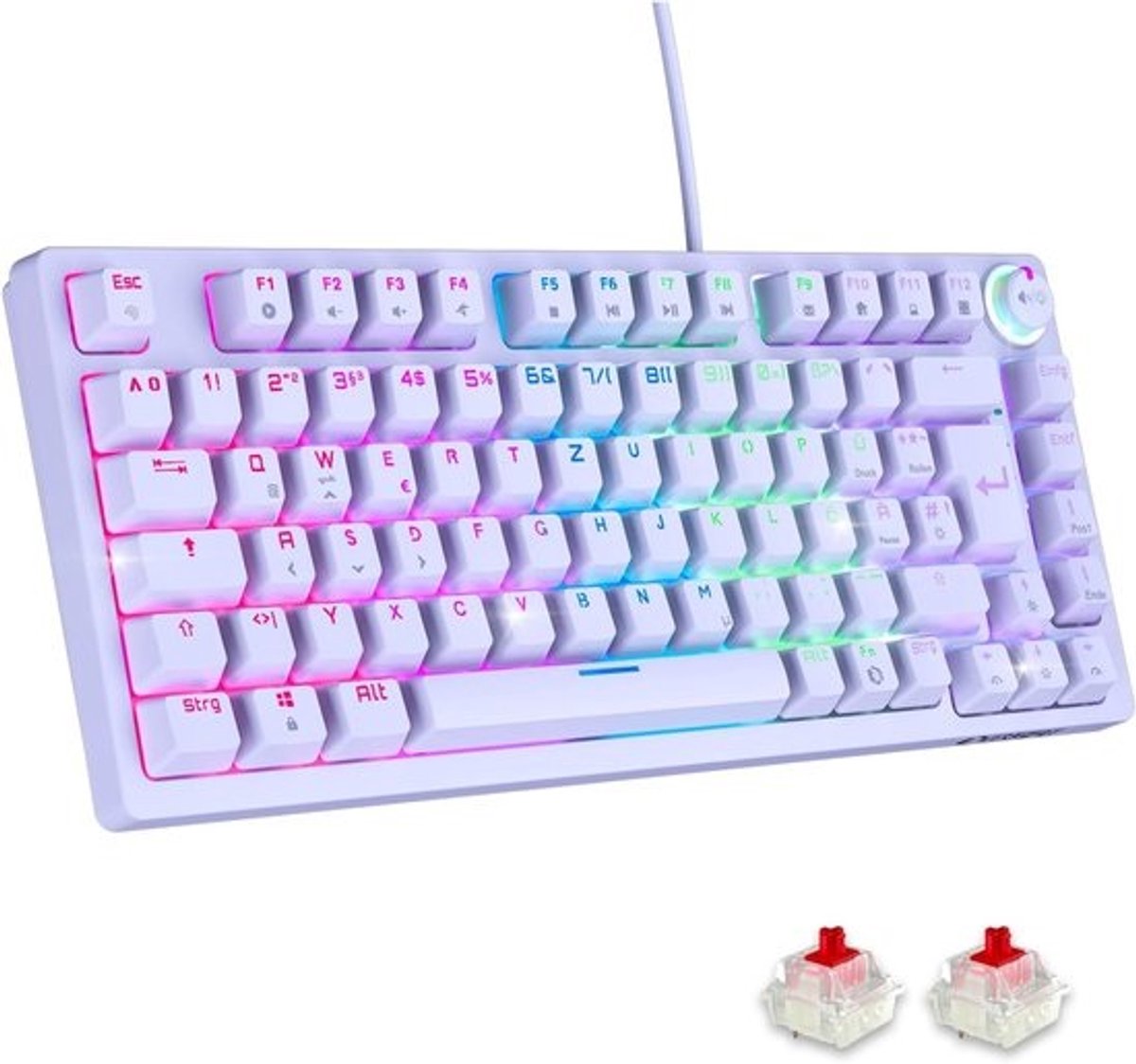 Mechanisch Toetsenbord - Gaming Toetsenbord - Intensief Gamers Gebruik - Multimedia Rad - 82 Toetsen - Wit