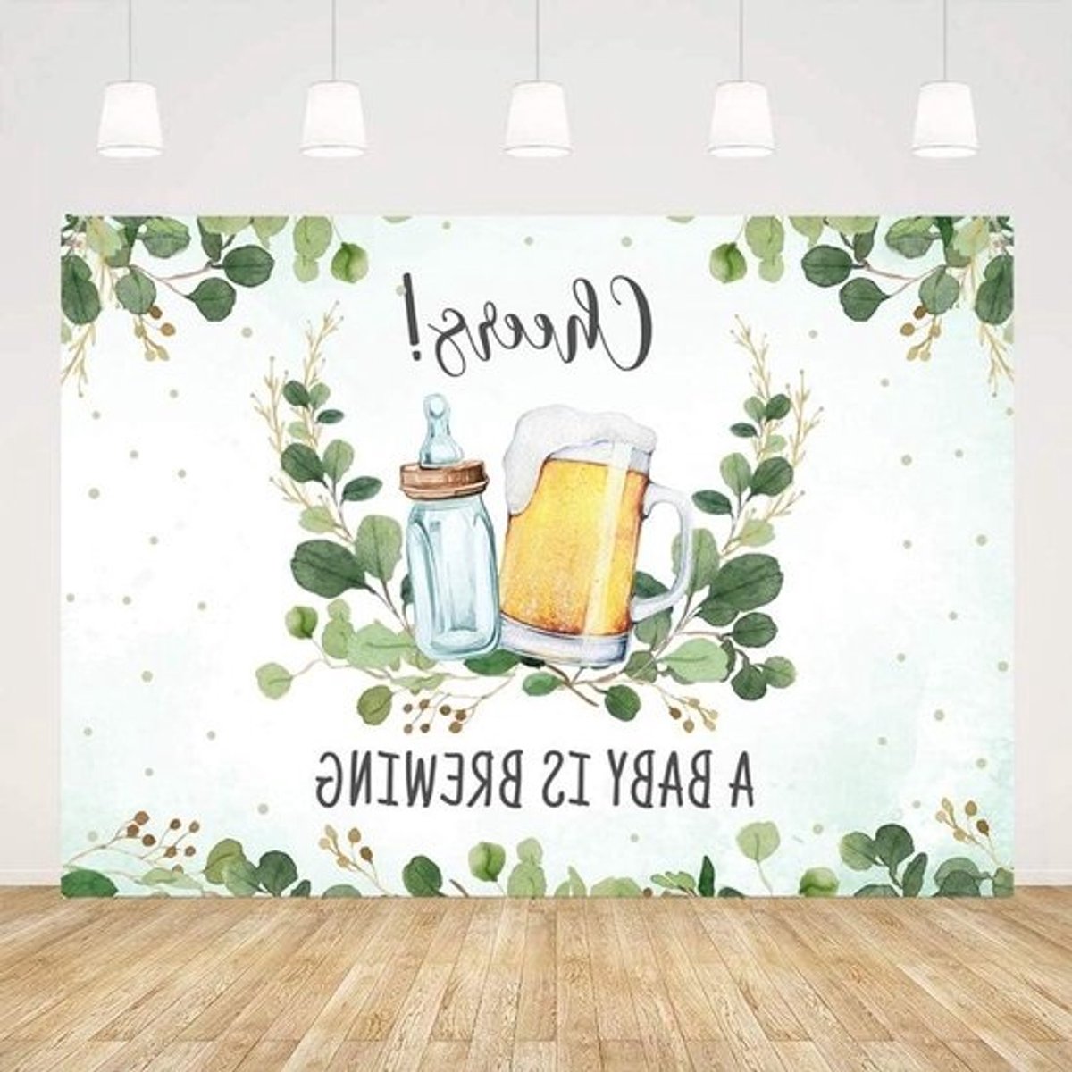 Babyshower Achtergrond - Feest Banner Oh Baby Decoratie - Feest Fotografie - Vinyl Materiaal - 15 x 09 m - Groen