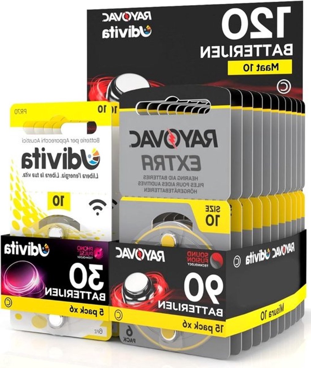 Batterijen voor Hoortoestellen - Hoorbatterijen PR70 - Dagelijks Luisteren - Zink-Lucht Technologie - 120 stuks - Geel