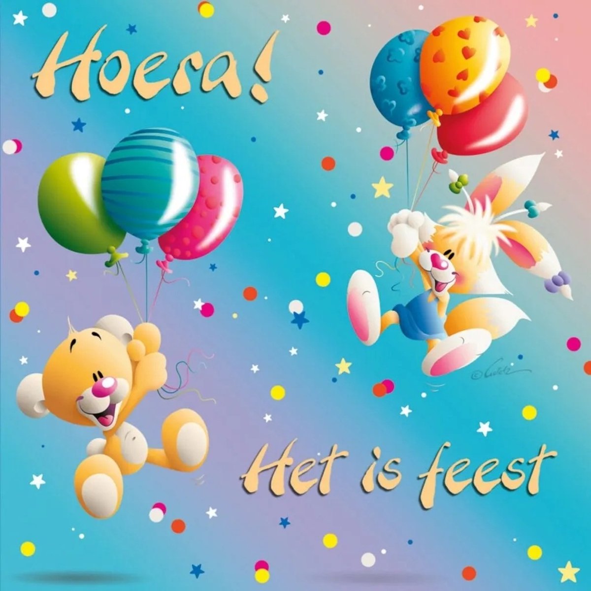 Diddl - 3d- hologram wenskaart - Hoera! Het is feest