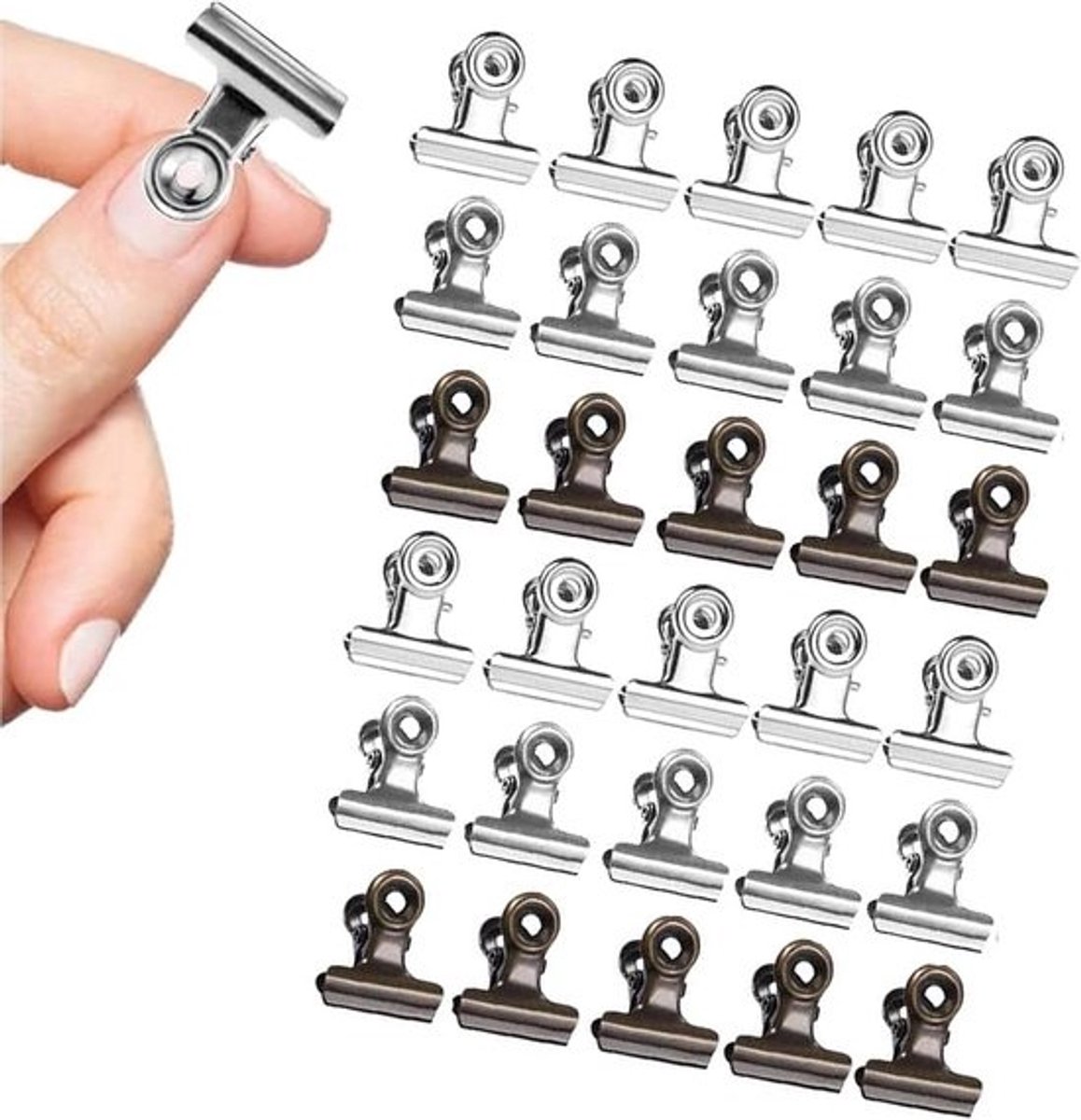 Bulldog Clips - Papierklemmen Klemmen - Papier Organiseren - Sterk Staal - 20 mm - Zilverkleurig