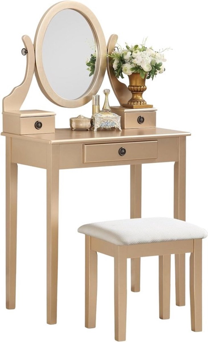 Kaptafel met Spiegel en Bijpassende Kruk