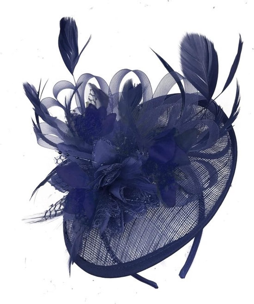 Chique Navy Blauwe Feest Hoed Fascinator met Schotel voor Dames Bruiloft