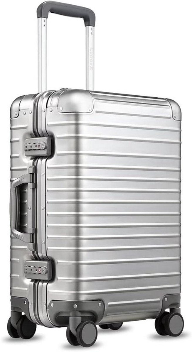Stabiele Aluminium Koffer zonder Rits - Handbagage met 4 Spinnerwielen en TSA-Cijferslot (55 cm, 40L)