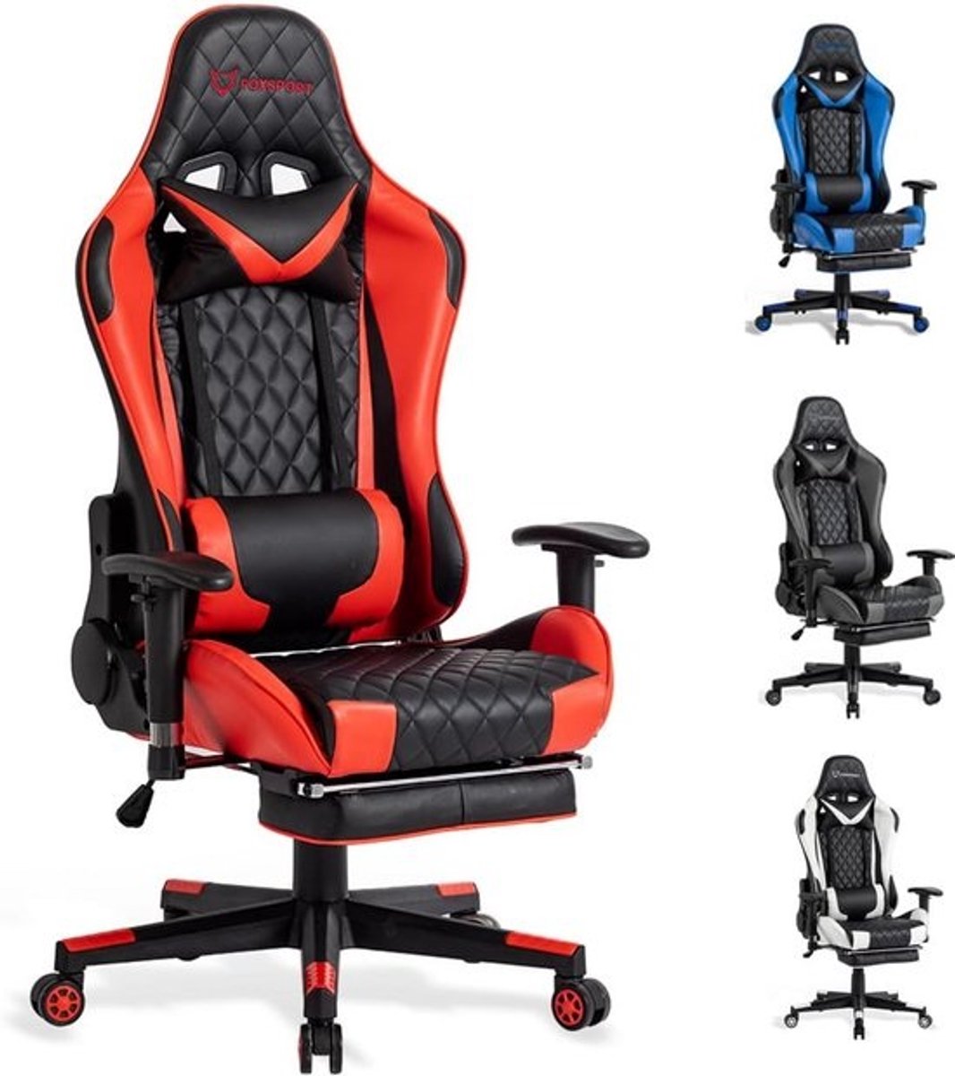 Ergonomische Gamingstoel Rood met Uittrekbare Voetsteun | Maximaal Comfort en Stabiliteit