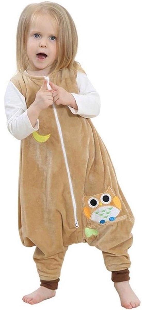 Babyslaapzak - Slaapzak baby - Veilig slapen - Mouwloos split-been ontwerp - 1-6 jaar - Beige Uil