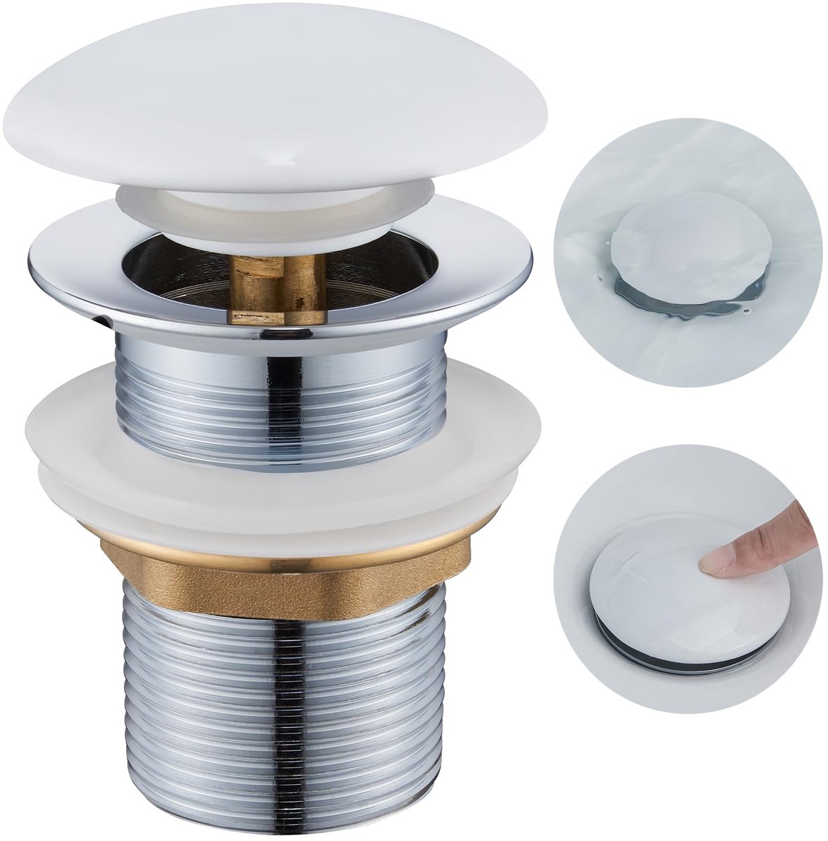 Wastafel Afvoerplug - Pop-up - Zonder overloop - Wit - 1 1/4 inch