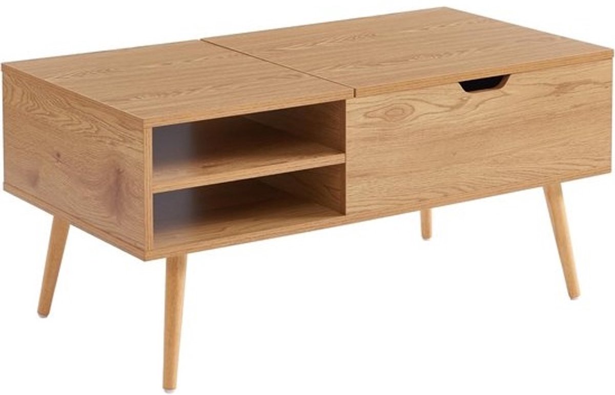 Salontafel met Opklapbaar Tafelblad en Opbergruimte, Donker Eikenhout Effect