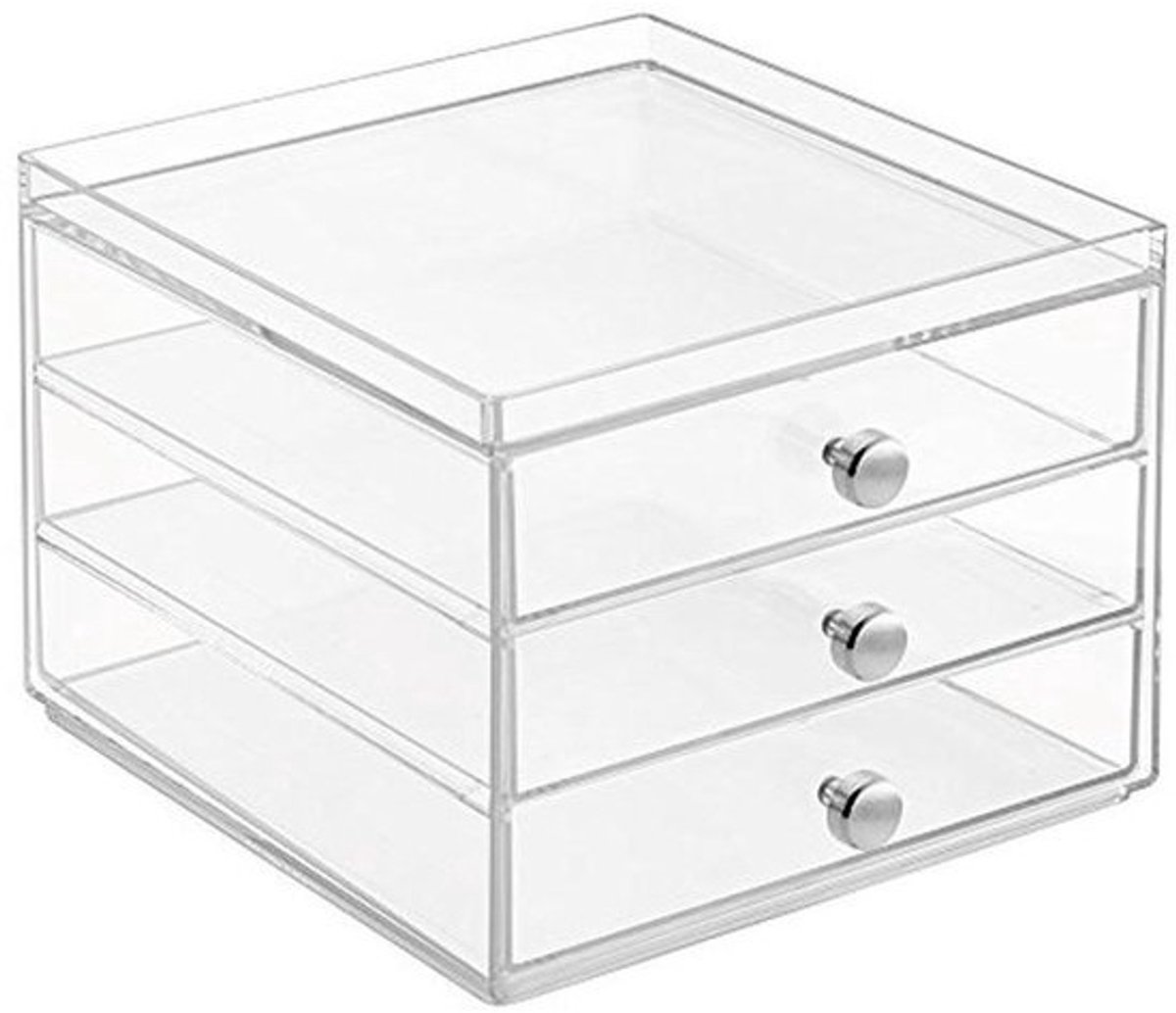 Transparante Stapelbare Make-up Organizer met 3 Laden