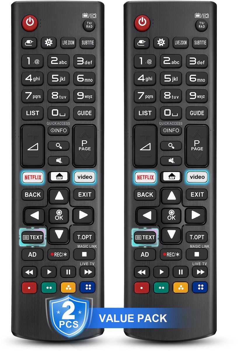 (Pack van 2) voor LG-Afstandsbediening-Smart-TV, met 2 Sneltoetsen - ShopVlot