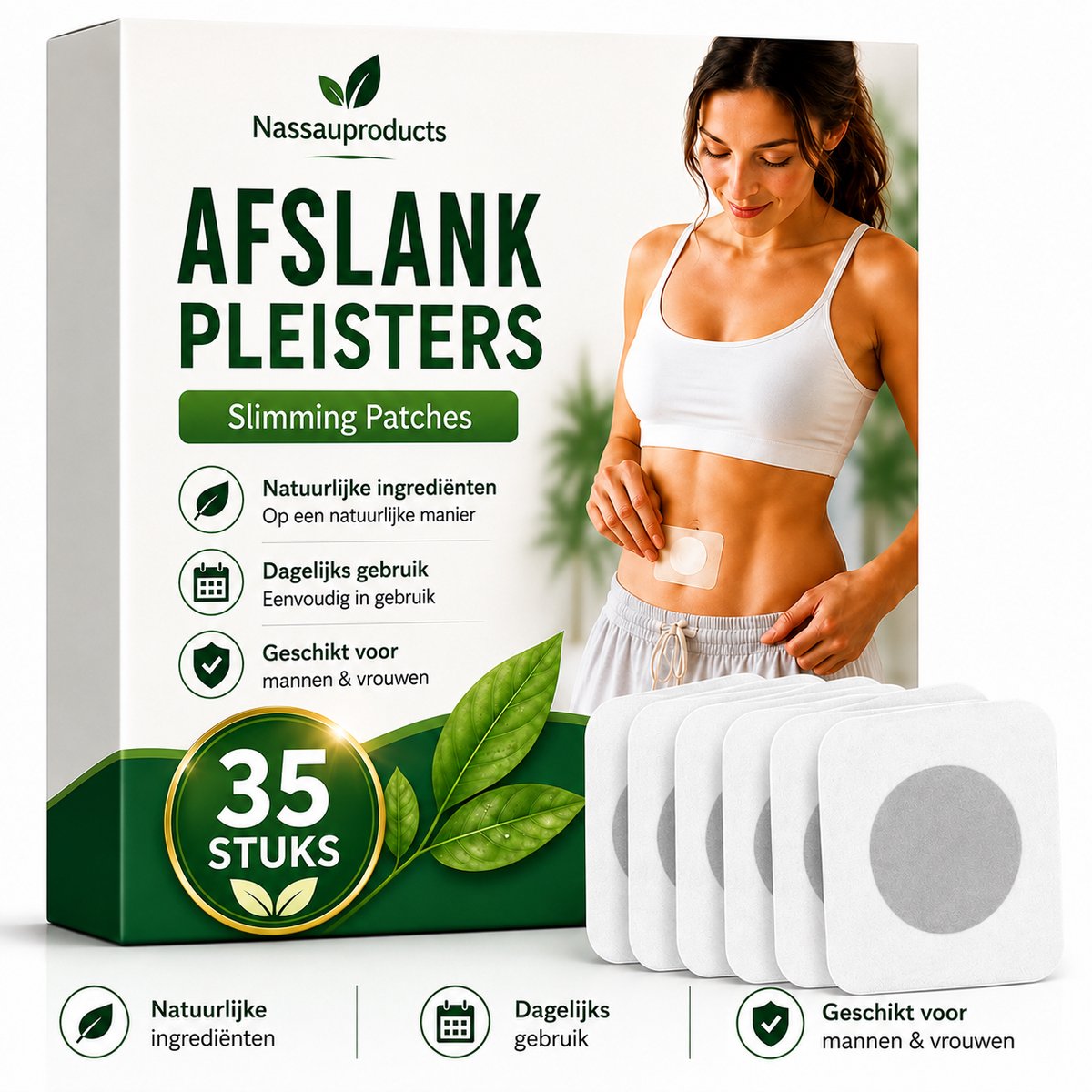 Afslankpleisters – 35 Stuks – 5 Weken Voorraad - Detox pleisters - Vetverbrander - Eenvoudig in Gebruik - Ozempatch