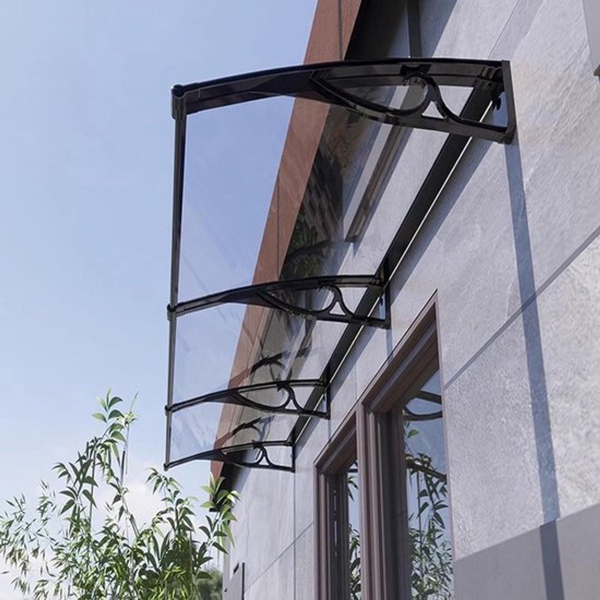 Transparante Voordeur Luifel Buitenluifel,UV-Regen-Sneeuwbescherming Venster Luifel,Terraszonwering,Raamluifel,Afdekking van Polycarbonaat,Achterveranda Tuinluifel Deurluifel (100x150cm/39"x59")