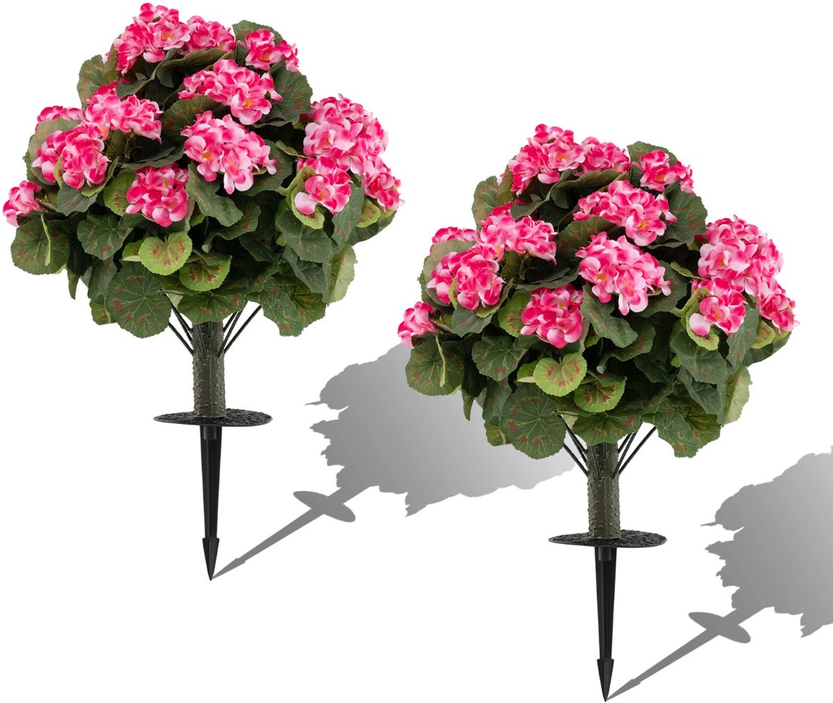 SureDeal® - Kunstplant - Stuks Kunstgeraniums Kunstplanten - Realistische stam Zijden - Bladeren - Grondpen Aluminiumlegering - 57x33 cm - Rood