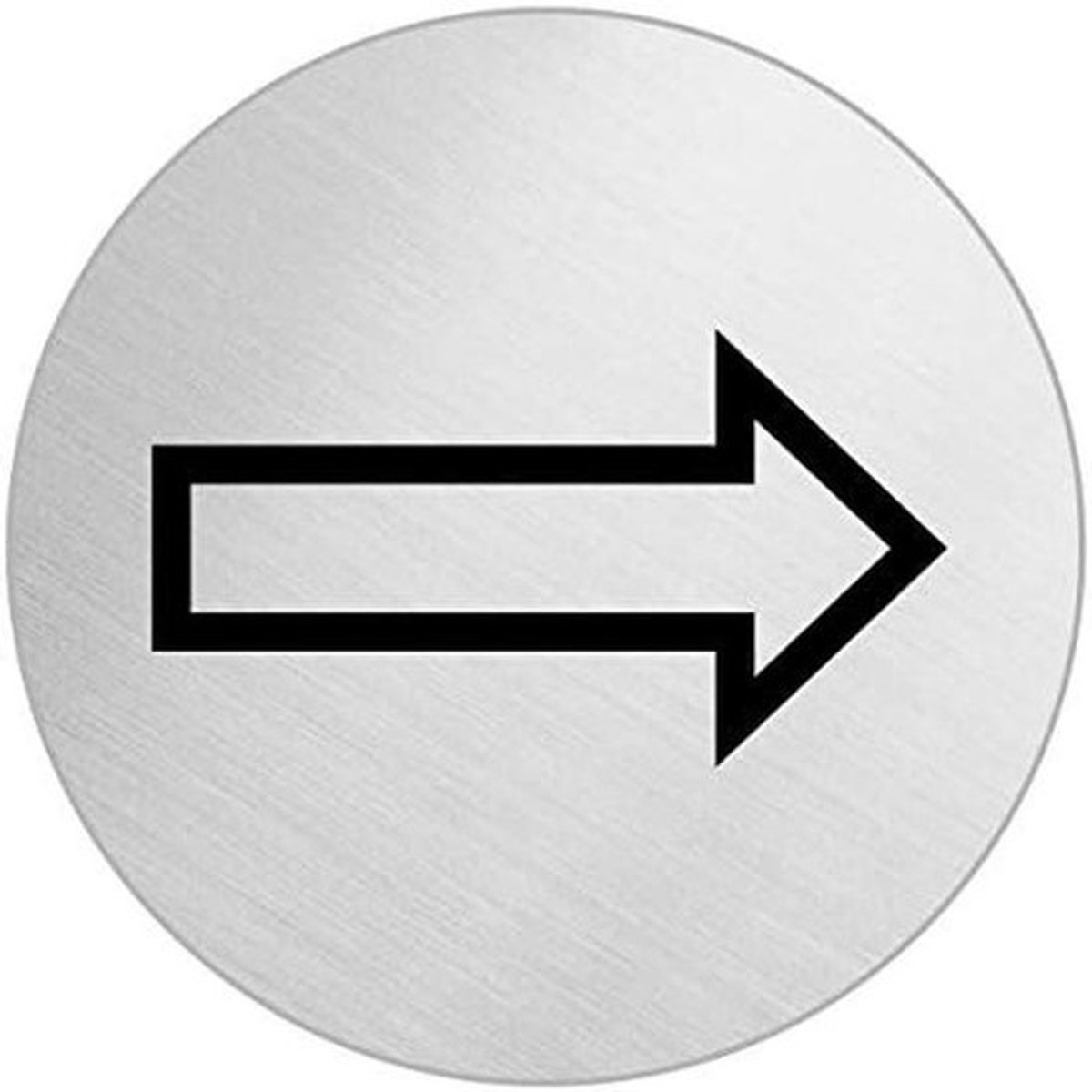 Richtingpijl Bordje - Deurbord Zelfklevend - Aanduiding Deur - Roestvrij Staal Geborsteld - Ø 100 mm - Zilver