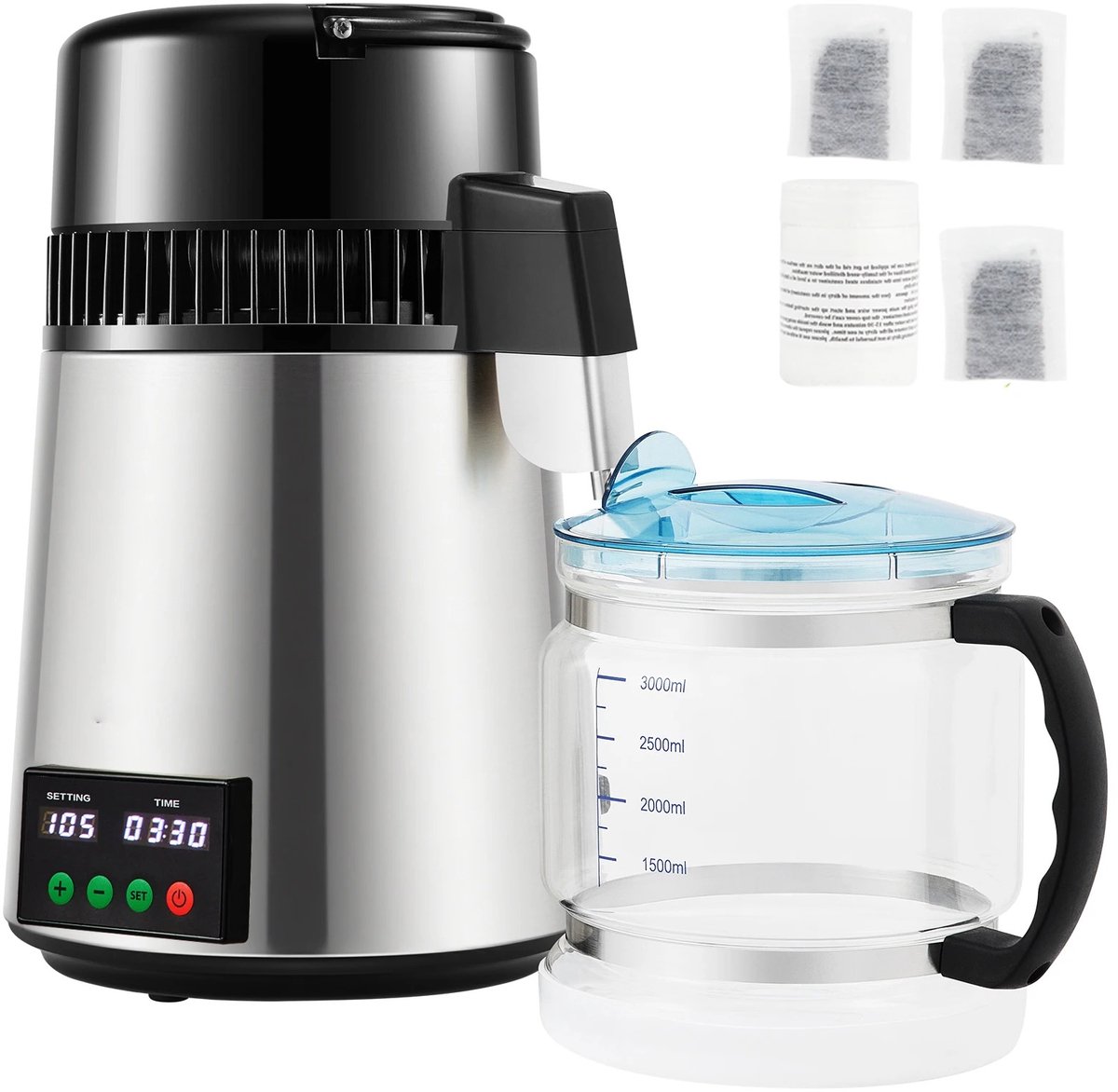 Prime Home Waterfilter - Dispenser - Waterontharder - Water destilleerder - Destilleerapparaat - 4L - 1L/u - Touchscreen - Elektrisch Keukenapparaat - Zilver