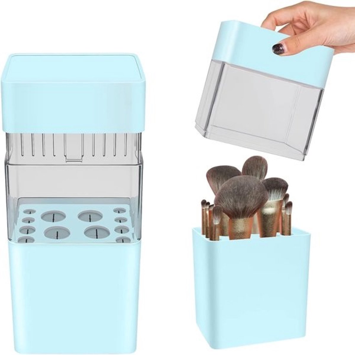 Make-up Borstelhouder - Opberger Organizer - Make-up Droger - Waterdicht Stofdicht Deksel - 217 cm Hoog - Blauw