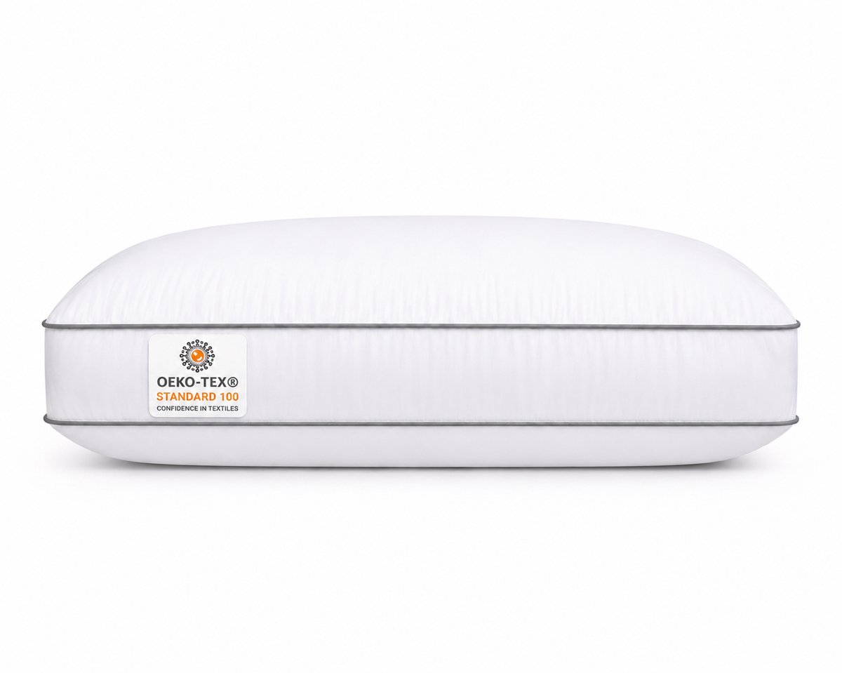 Princess Line Comfortabel katoenen tijk Box Model Hoofdkussen-Anti-nekpijn -50 x 60 x 10 cm wit
