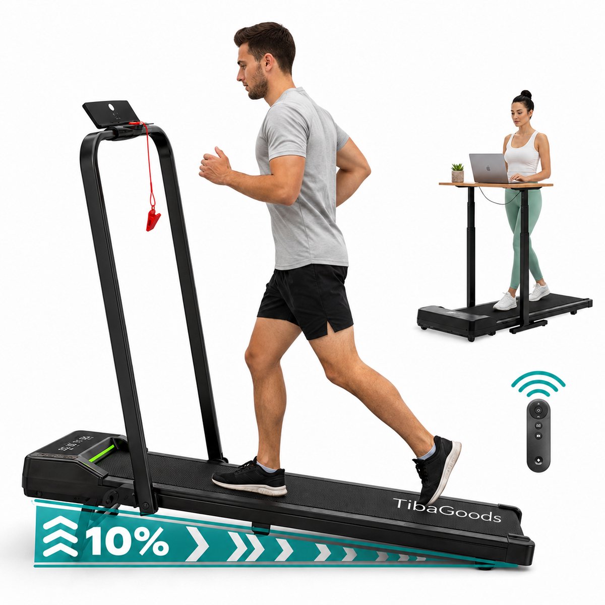 TibaGoods Loopband Pro inklapbaar met helling