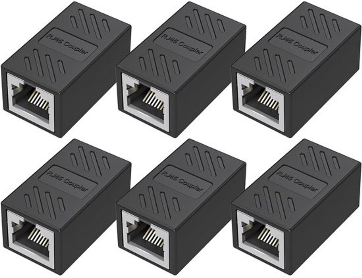 Ethernet RJ45-koppeling Cat7 - 10 Gbps Netwerkkabel Verlenging - 6 Stuks LAN-kabelconnectoren van Vrouw naar Vrouw voor Router, Switch en Computer