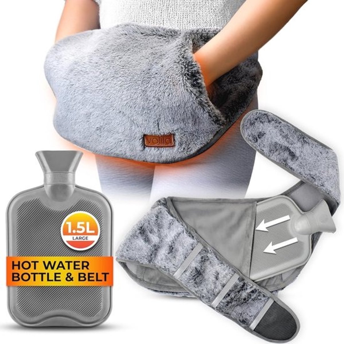 Draagbare Warmwaterkruik 1,5L - Luxe en Zachte Warmwaterkruik voor Menstruatiepijn