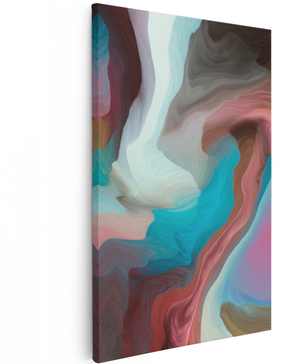 Artaza Canvas Schilderij Abstracte Kunst - Kleurrijke Golven - 120x180 cm - Groot - Wanddecoratie Woonkamer - Schilderijen - Muurdecoratie