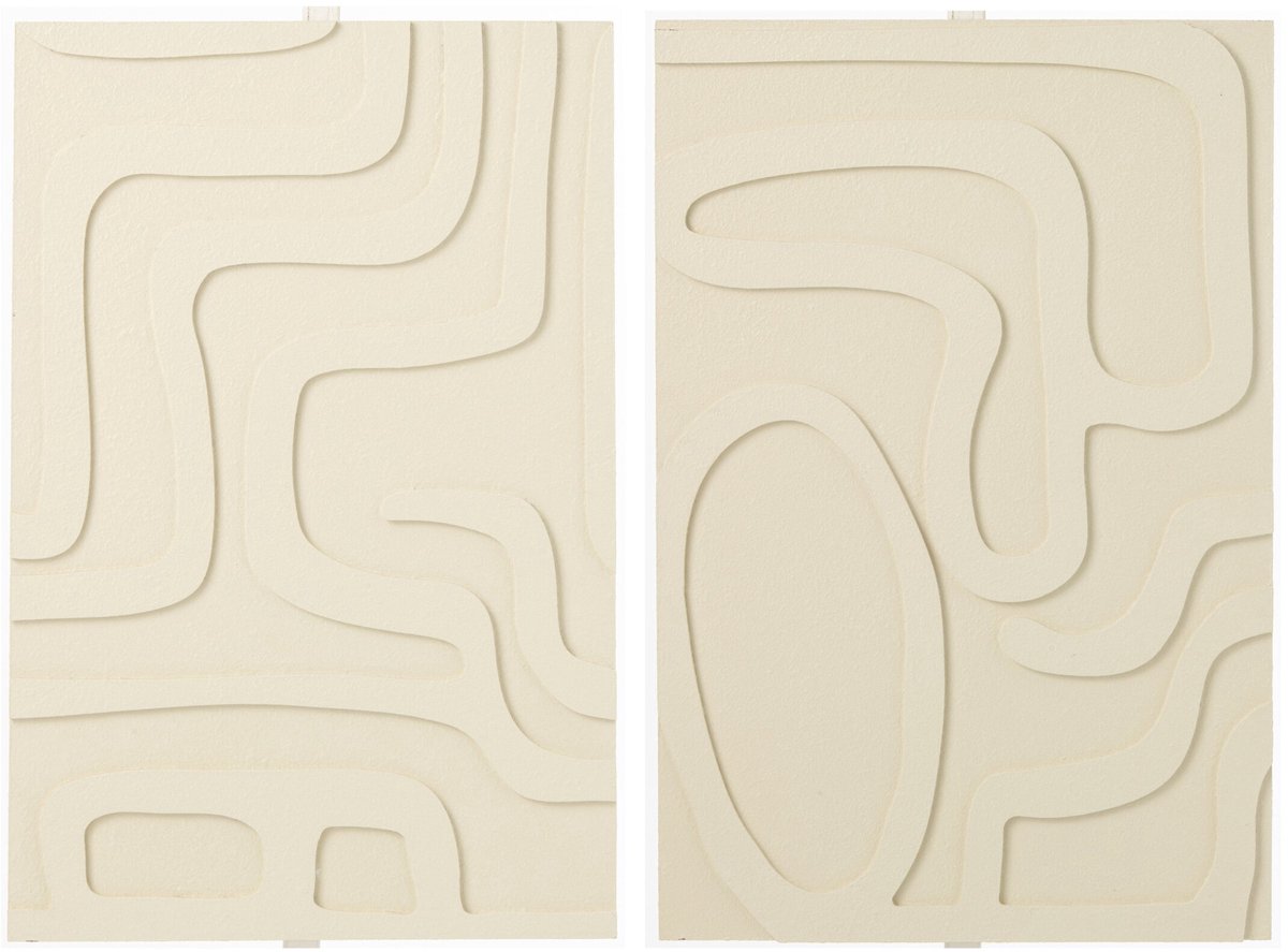 J-Line Wanddecoratie - MDF - wit/goud - assortiment van 2