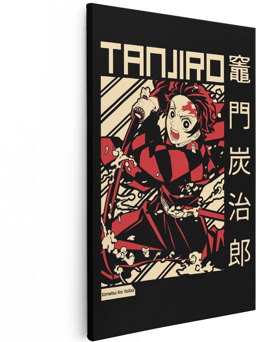 Artaza Canvas Schilderij Tanjiro Kamado - 120x180 cm - Groot - Wanddecoratie Demon Slayer - Muurdecoratie Anime - Kamer Accessoires Jongens Slaapkamer