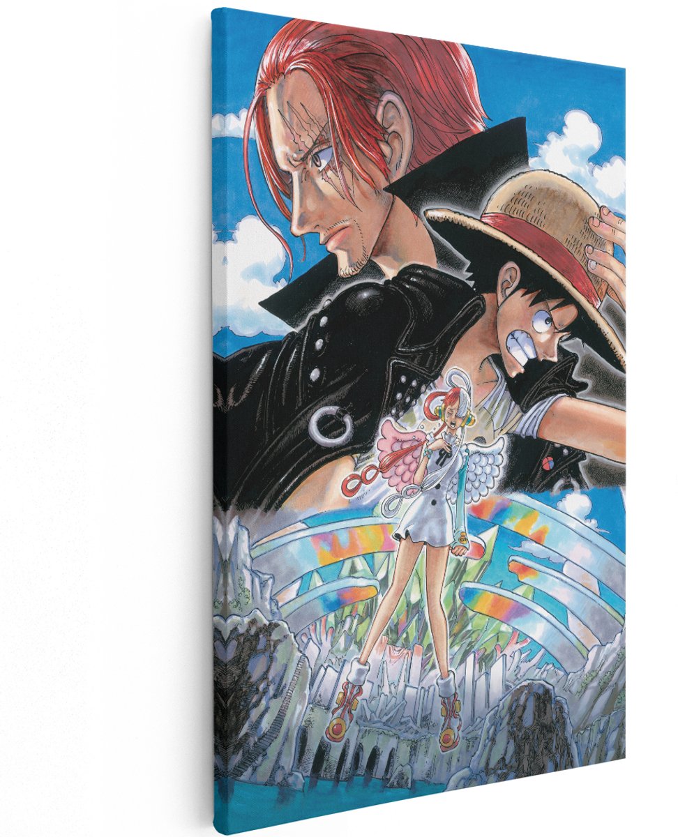 Artaza Canvas Schilderij One Piece - 120x180 cm - Groot - Wanddecoratie Anime Shanks - Muurdecoratie Luffy - Schilderijen Op Canvas Jongenskamer