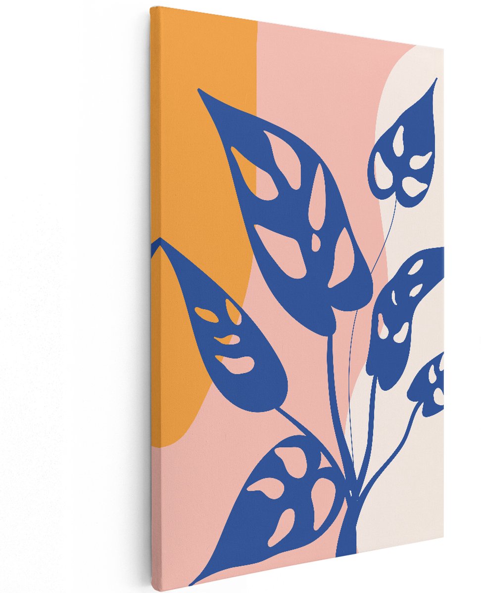 Artaza Canvas Schilderij Blauwe Plant - Abstract - 120x180 cm - Groot - Foto Op Canvas - Wanddecoratie Woonkamer
