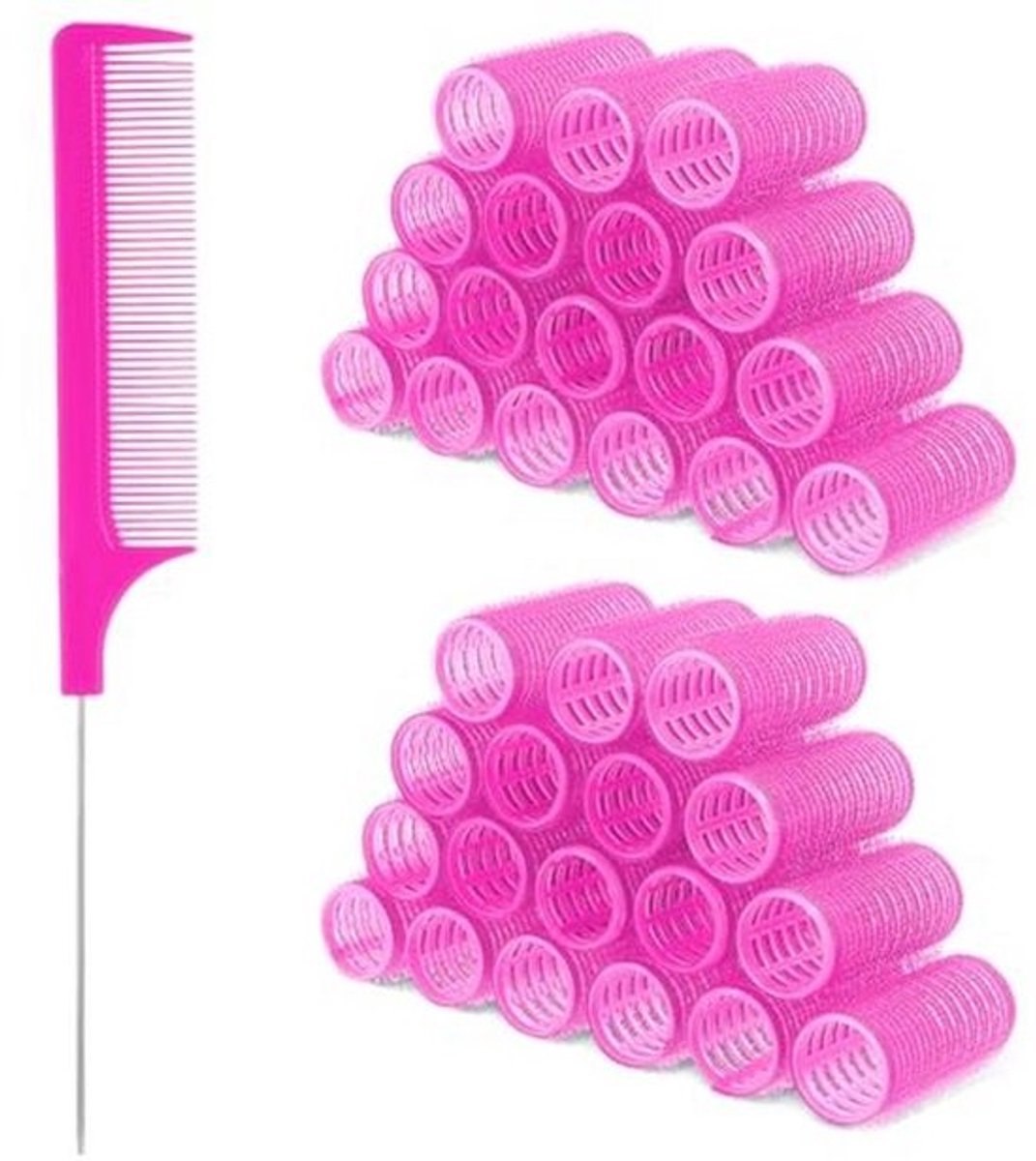18Pcs Self Grip Haar Rollers Met Kleine Kam Hitteloze Kruller Pro Salon Diy Kappers Krulspelden Gereedschap Voor Lange Medium Korte Haar