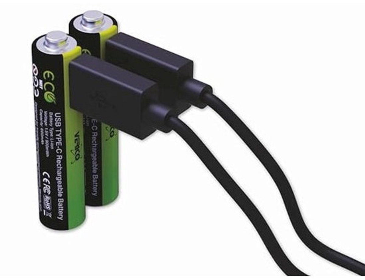 Oplaadbare USB-C batterij AAA 1,5V 900mWh (2x AAA) - Snel opladen in 2 uur