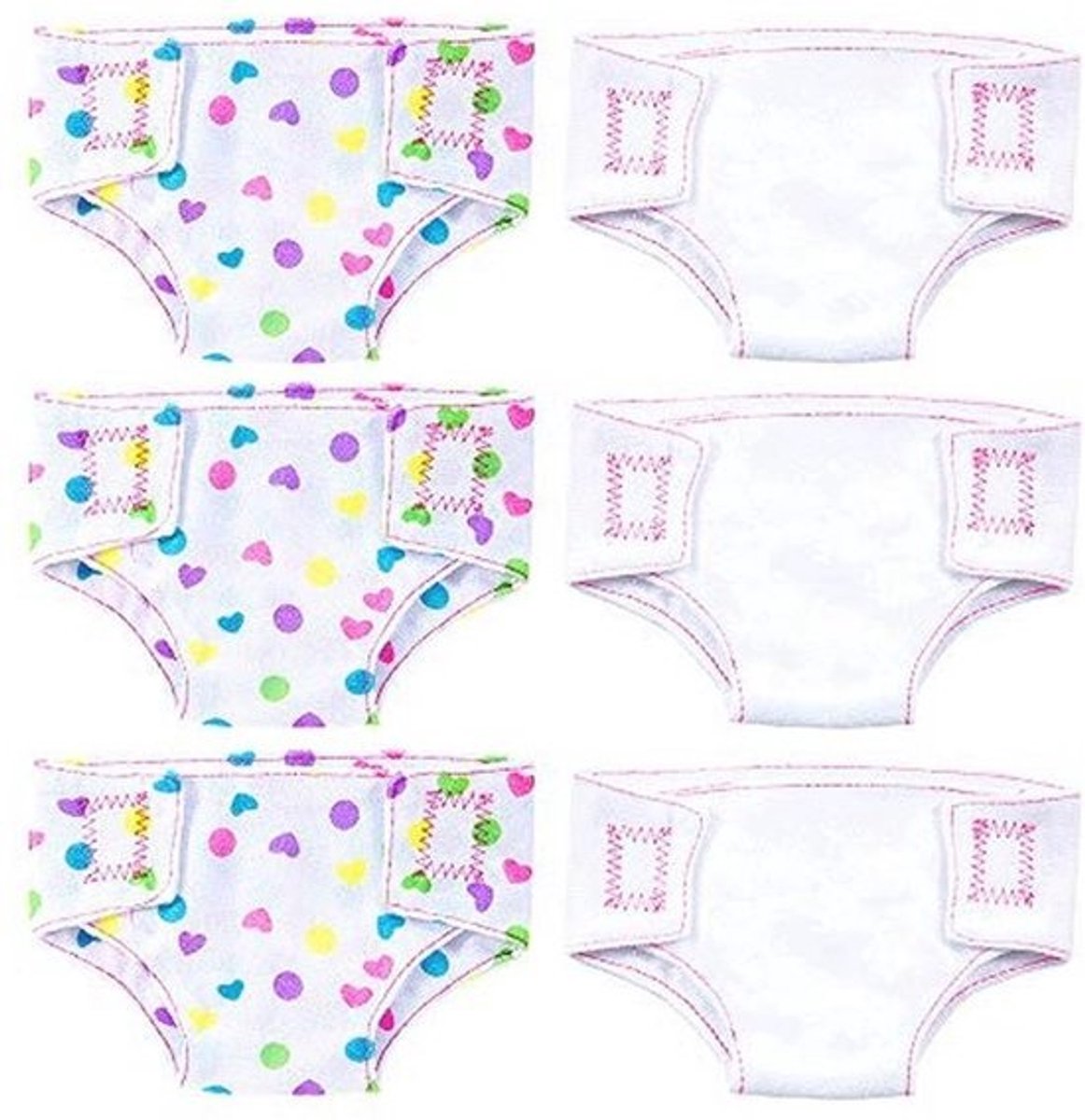 Poppenluiers voor babypoppen - Set van 6 Luiers voor Poppen van 30-43 cm