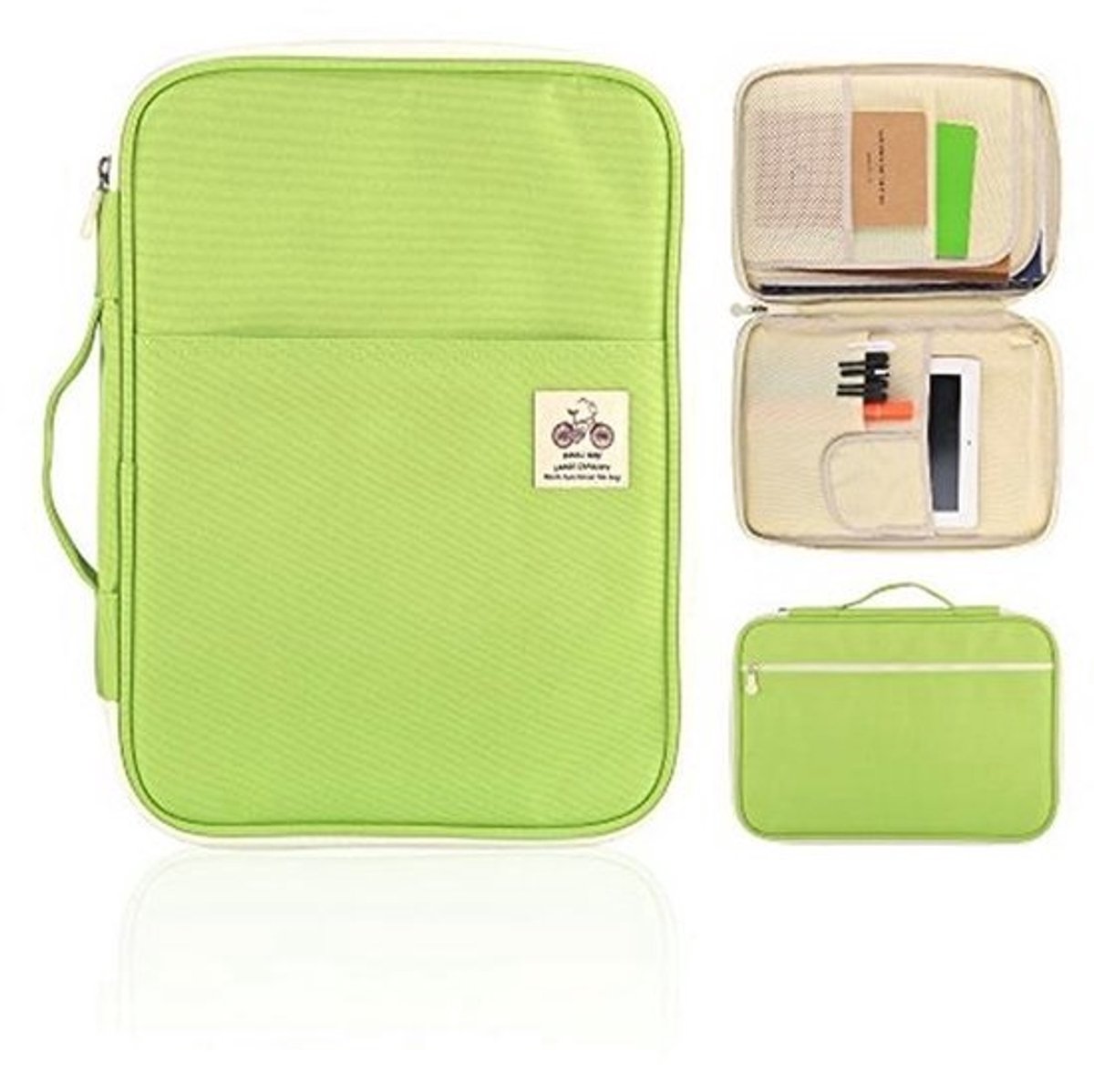 A4 Documenten Tas Portfolio Organizer - Multifunctionele Reistas voor Notebook, iPad en Documenten (Groen)