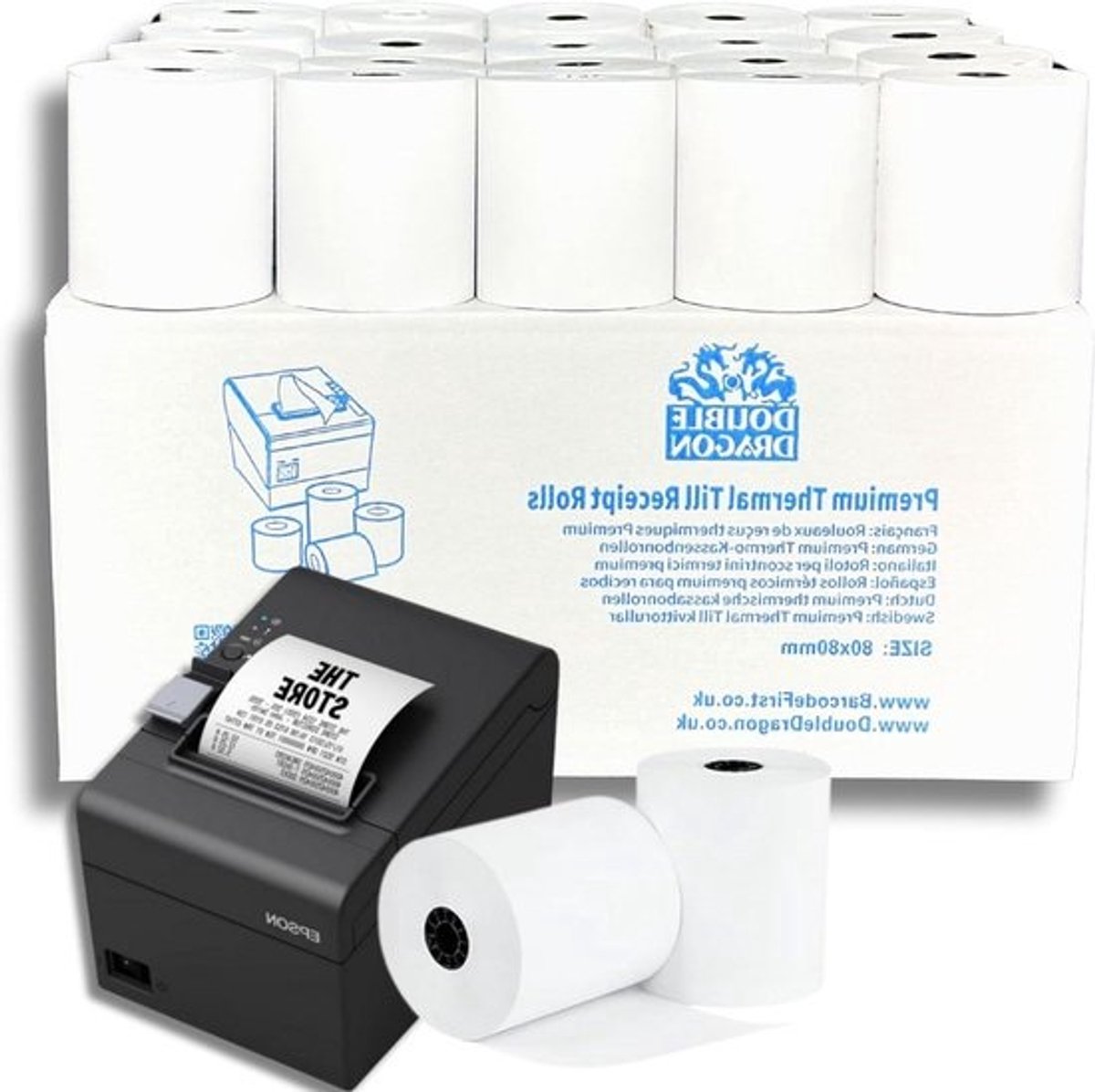 80 x 80 mm premium thermisch papier kassabonrol voor EPOS-printer POS-terminal kassa - 20 stuks.