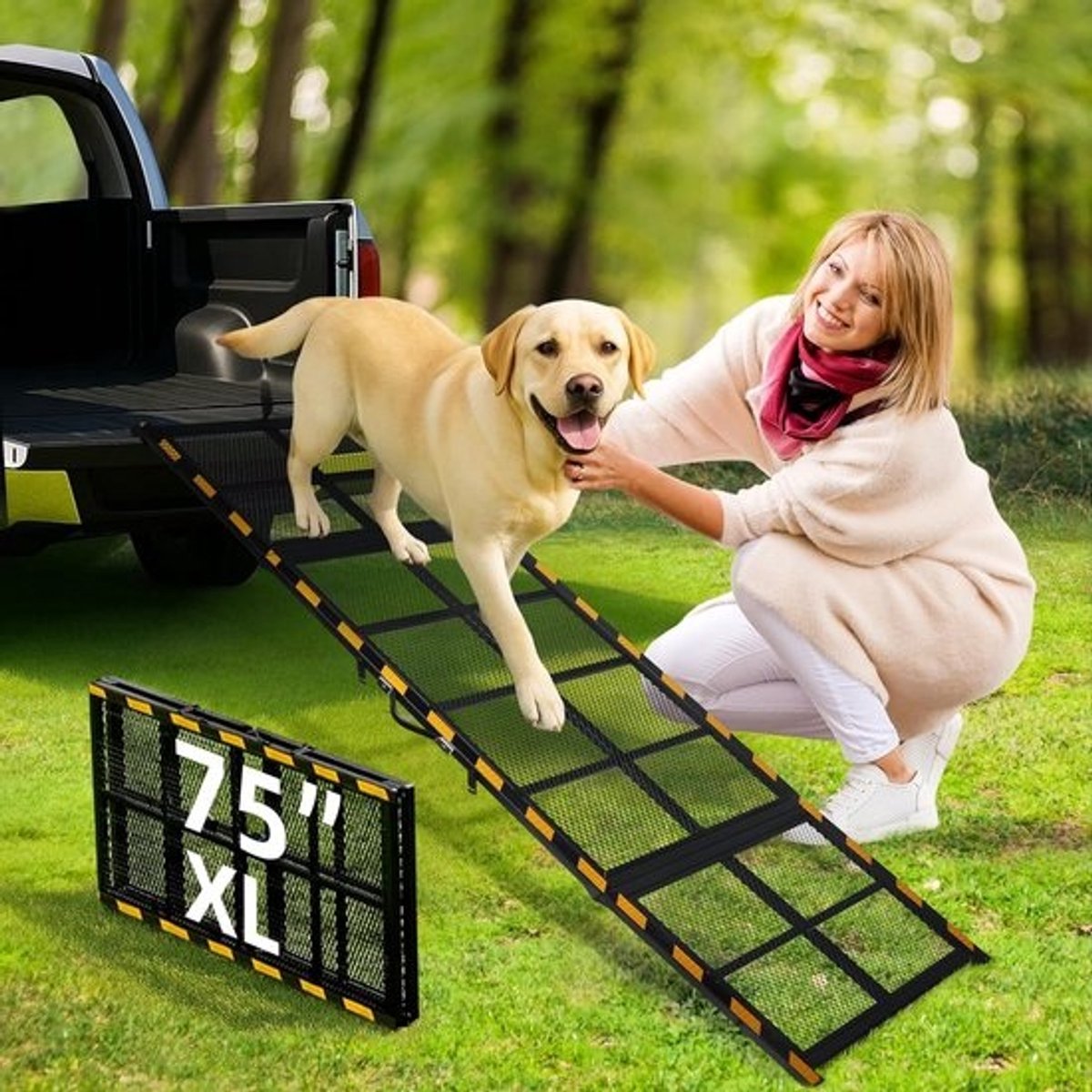 Hondenloopplank Auto - Hondenhelling Opvouwbaar - Veilig Instappen Hond - Extra Lang Model - 190 cm - Zwart