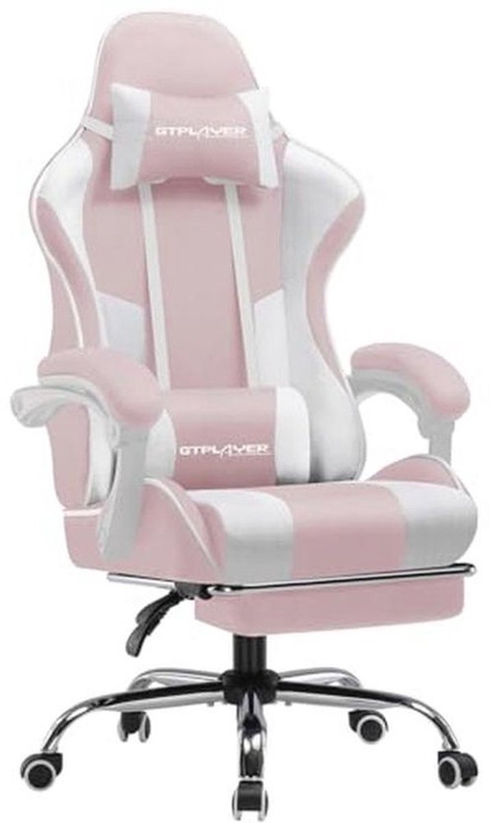 Ergonomische Gamingstoel met Verstelbare Rugleuning en In hoogte Verstelbare Poten - Roze