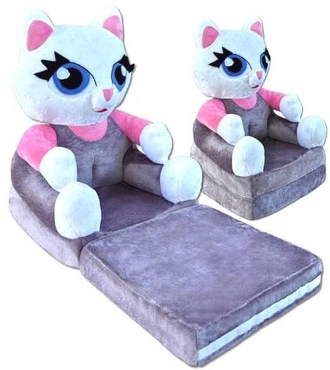Kinderfauteuil 2 in 1 - Zachte Mini Stoel voor Kinderen - Uitklapbare Knuffelstoel en Kinderbankje