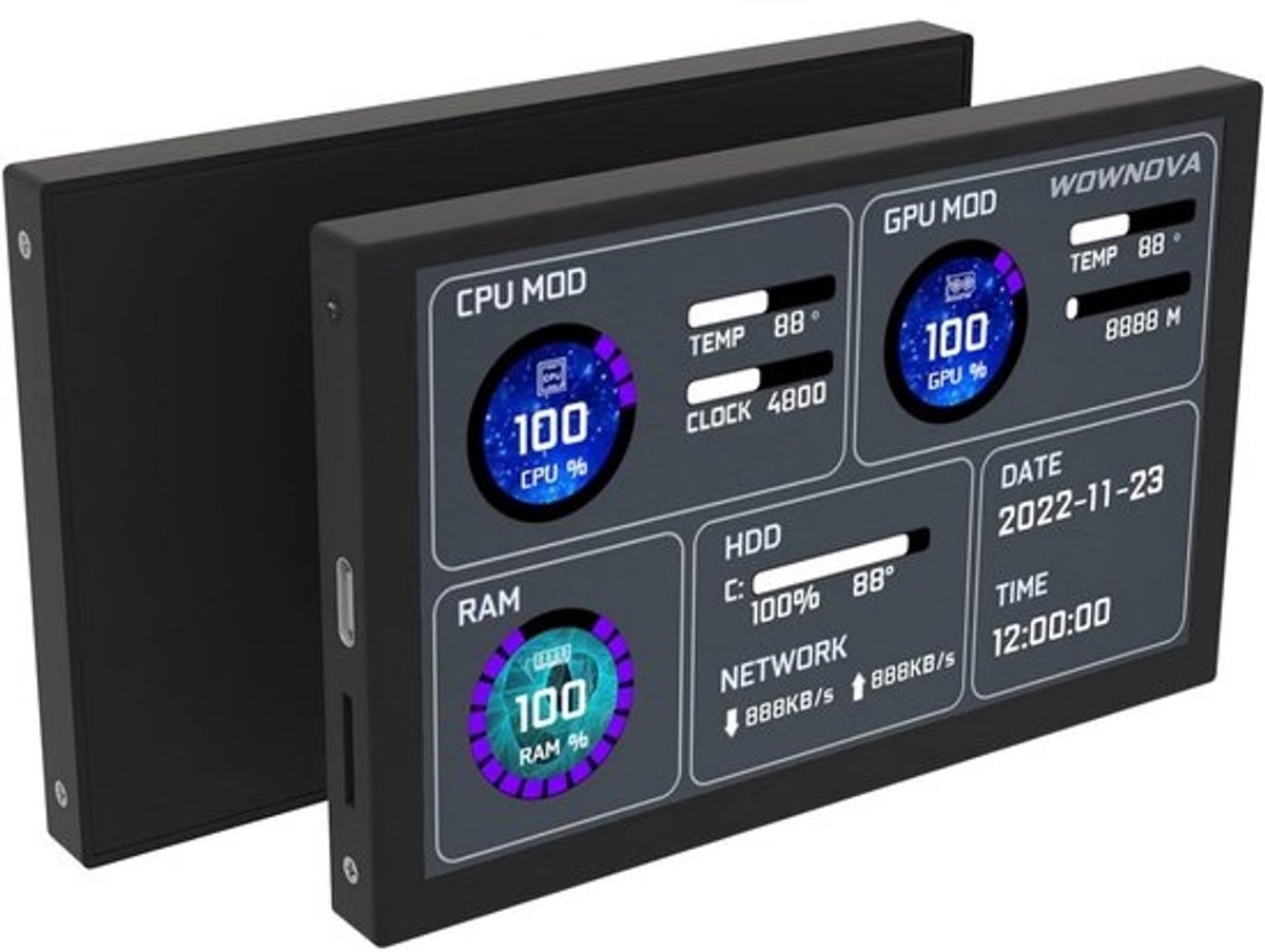 5 Inch Computer Temperature Monitor - Dynamisch Thema Ondersteund