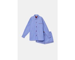 Woody pyjama meisjes/dames doorknoop - blauw gestreept - 262-10-WKA-W/951 - maat 164