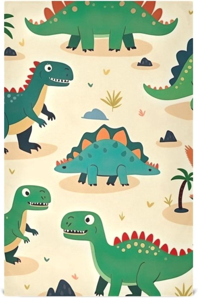 Theedoeken Dinosaurus - Keukendoeken Vaatdoeken - Keukenwerk - Zacht Katoen-Linnen Gevoel - 45.7 x 71 cm - Beige