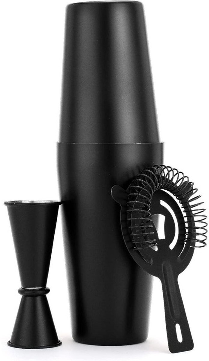Cocktail Shaker Set - Bar Set - Drankjes Mixen - Lekvrije Shaker - 20oz/25 oz - Mat Zwart