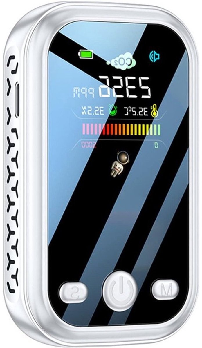 Kooldioxidedetector - CO2 Meter Luchtkwaliteit - Luchtkwaliteit Meten - NDIR Sensor Technologie - 85 x 50.6 x 17 mm - Wit