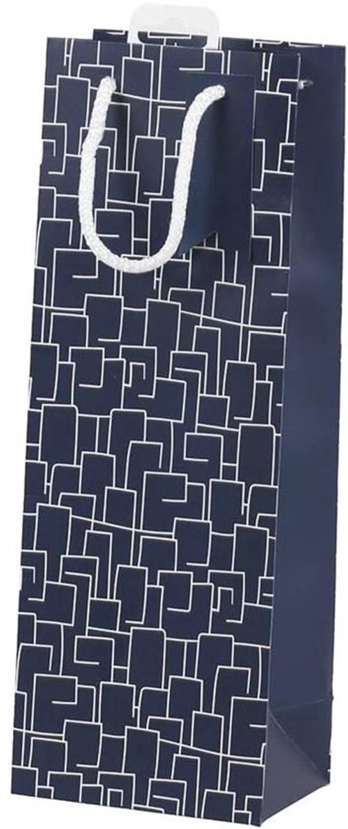 Fles Geschenkzak - Flessentas Cadeautas - Cadeaus Verpakken - Robuust Papier - 127 x 9 x 355 cm - Blauw Tartan