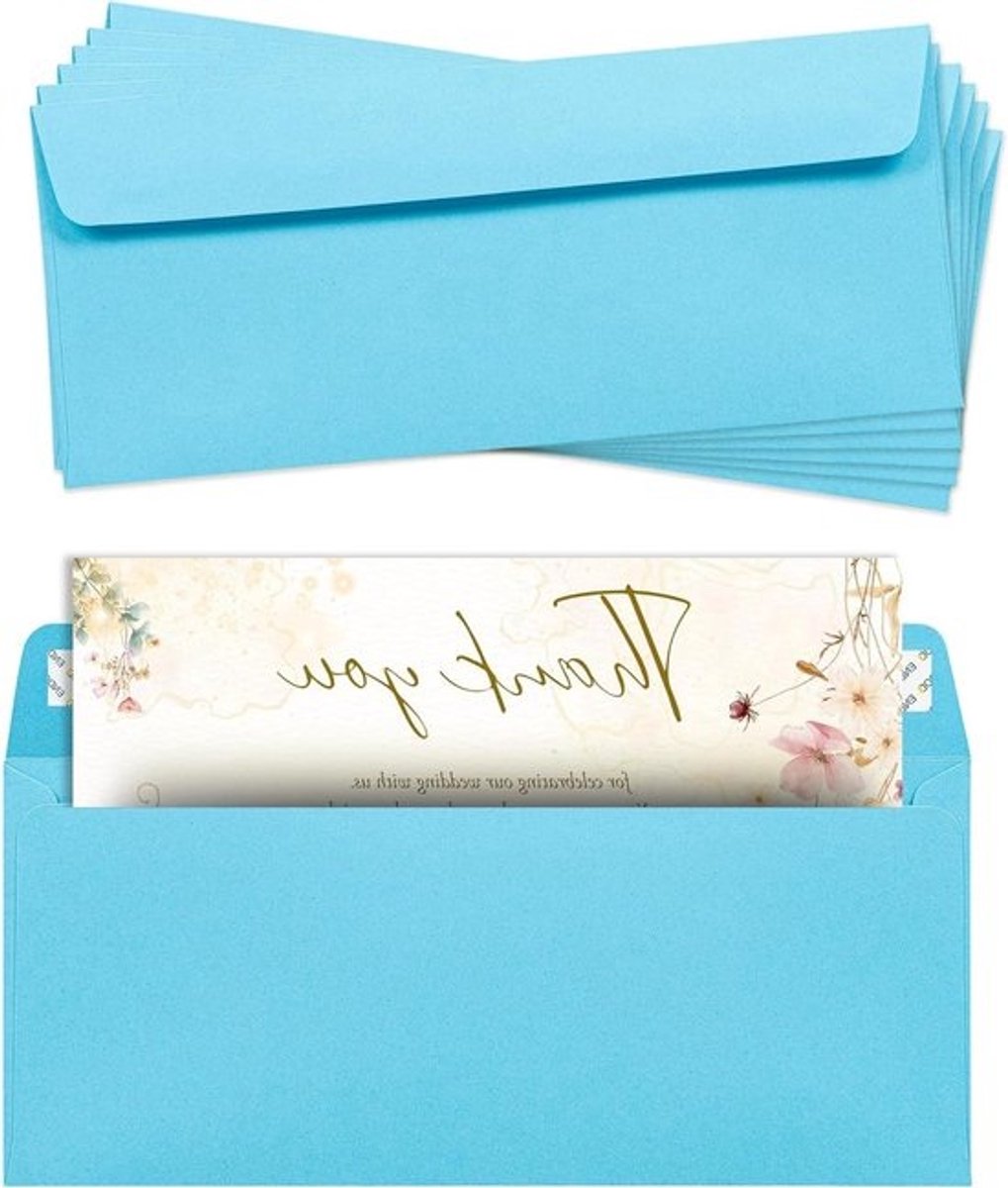 Blauwe Enveloppen - Gekleurde Brieven - Verzenden van Kaarten - Zelfsluitend Peel & Seal - 25 Stuks - Blauw