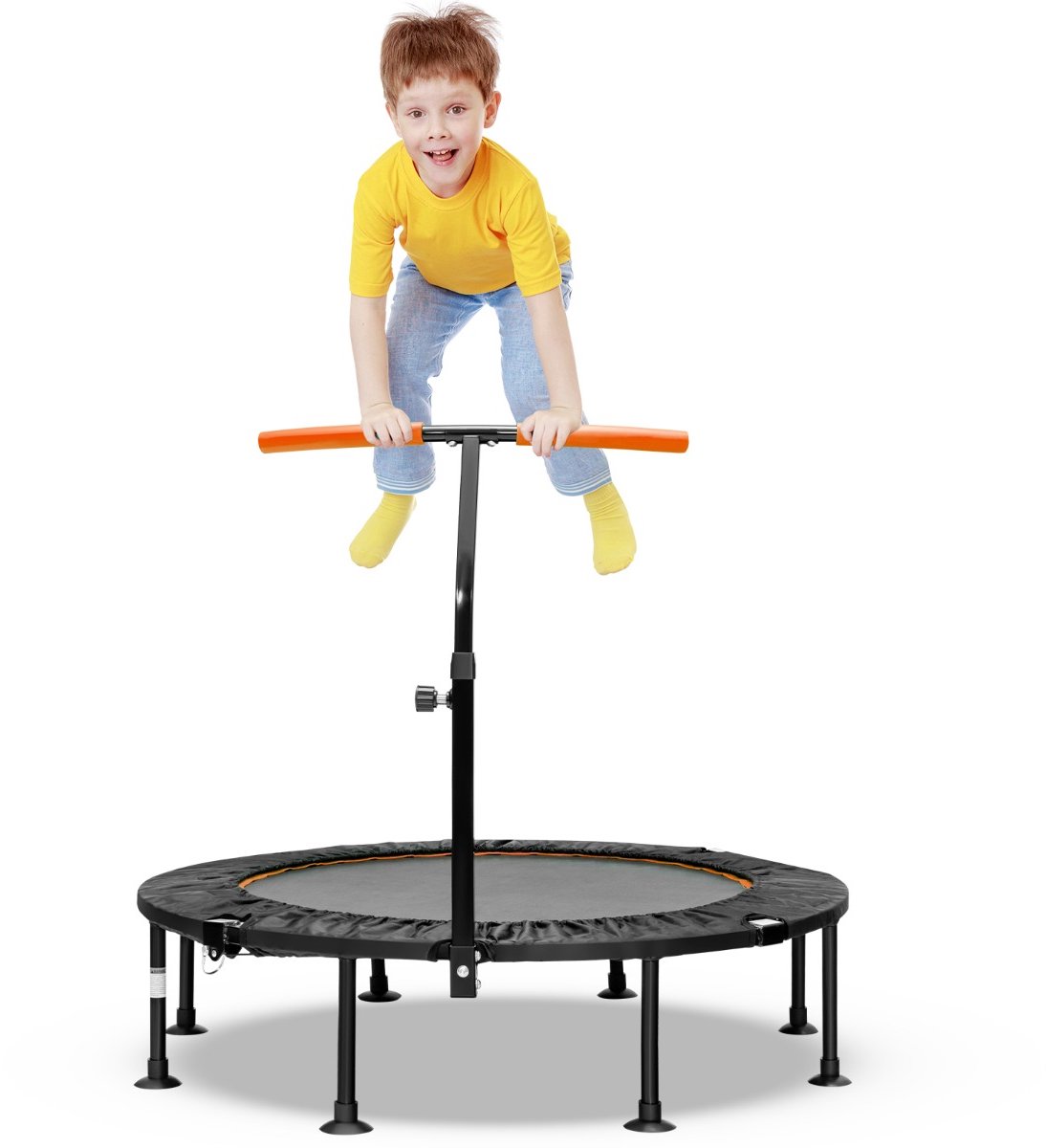 SureDeal® - Trampoline - Opvouwbare Mini - Verstelbare Handgreep - Binnen - Buiten Tuintrampoline Oranje - Zwart - 110x110x99 cm - Oranje