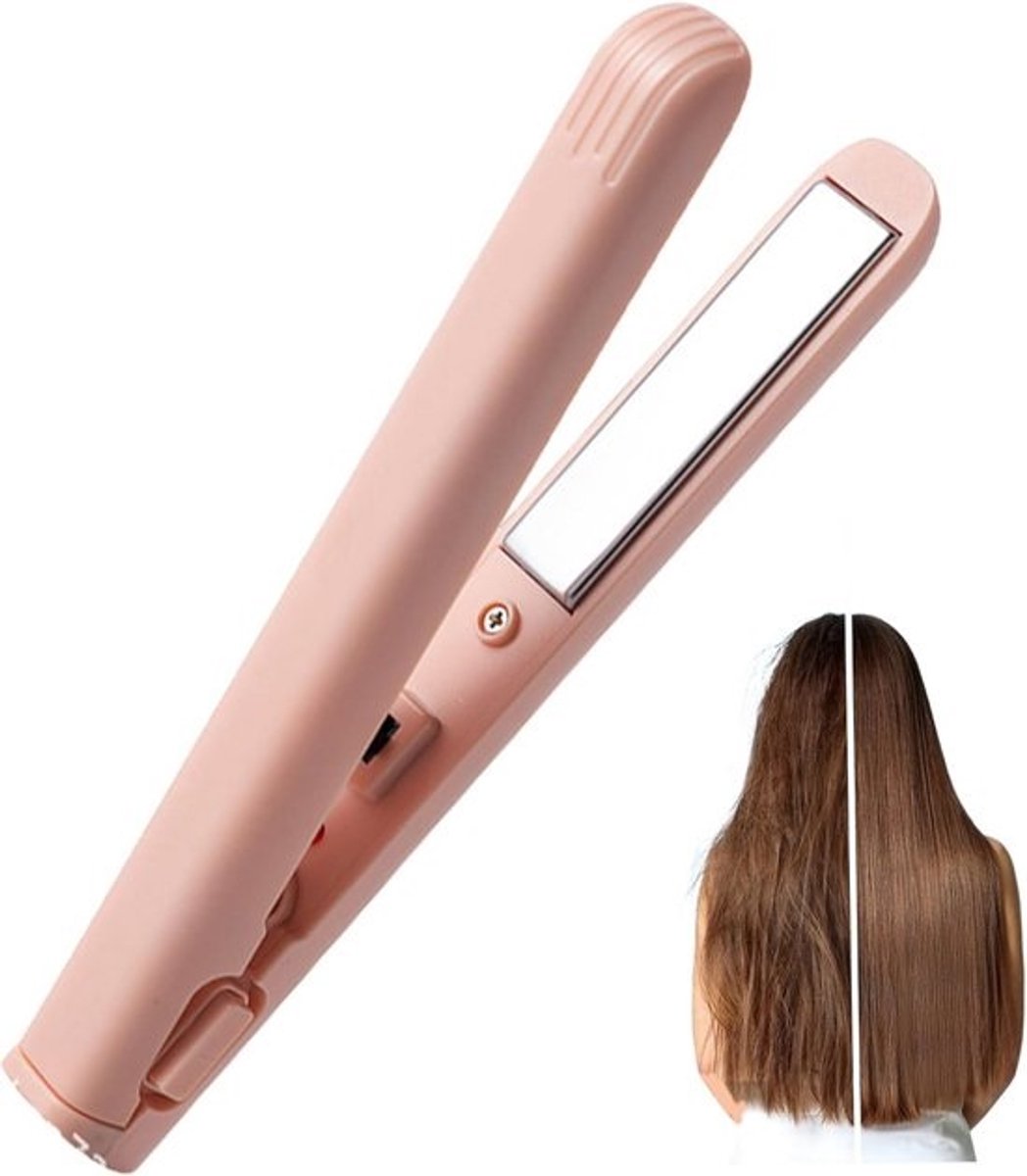 Draadloze Mini Stijltang en Krultang USB Oplaadbaar voor Kort Haar