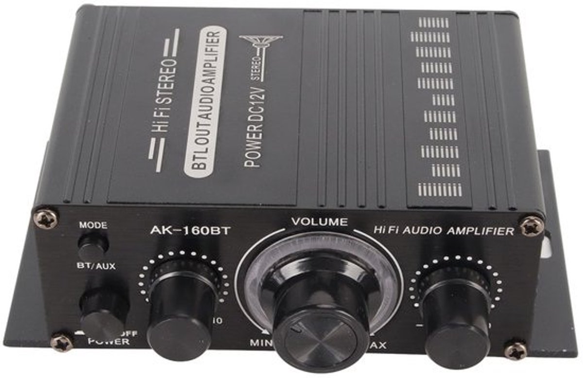 Allecto - Eindversterker - Bluetooth 5.0 - Perfecte geluidsversterking - Compact formaat - 2-kanaals audioversterker - Ideaal voor auto en thuis - ...